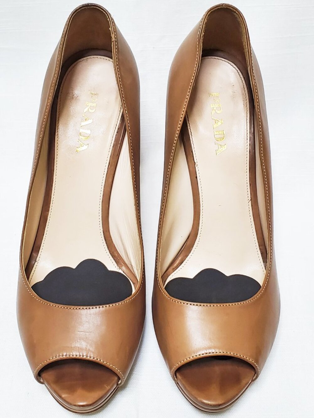 Authentic PRADA Nude Leather Peeptoe Stiletto Size 39 - Picture 6 of 16